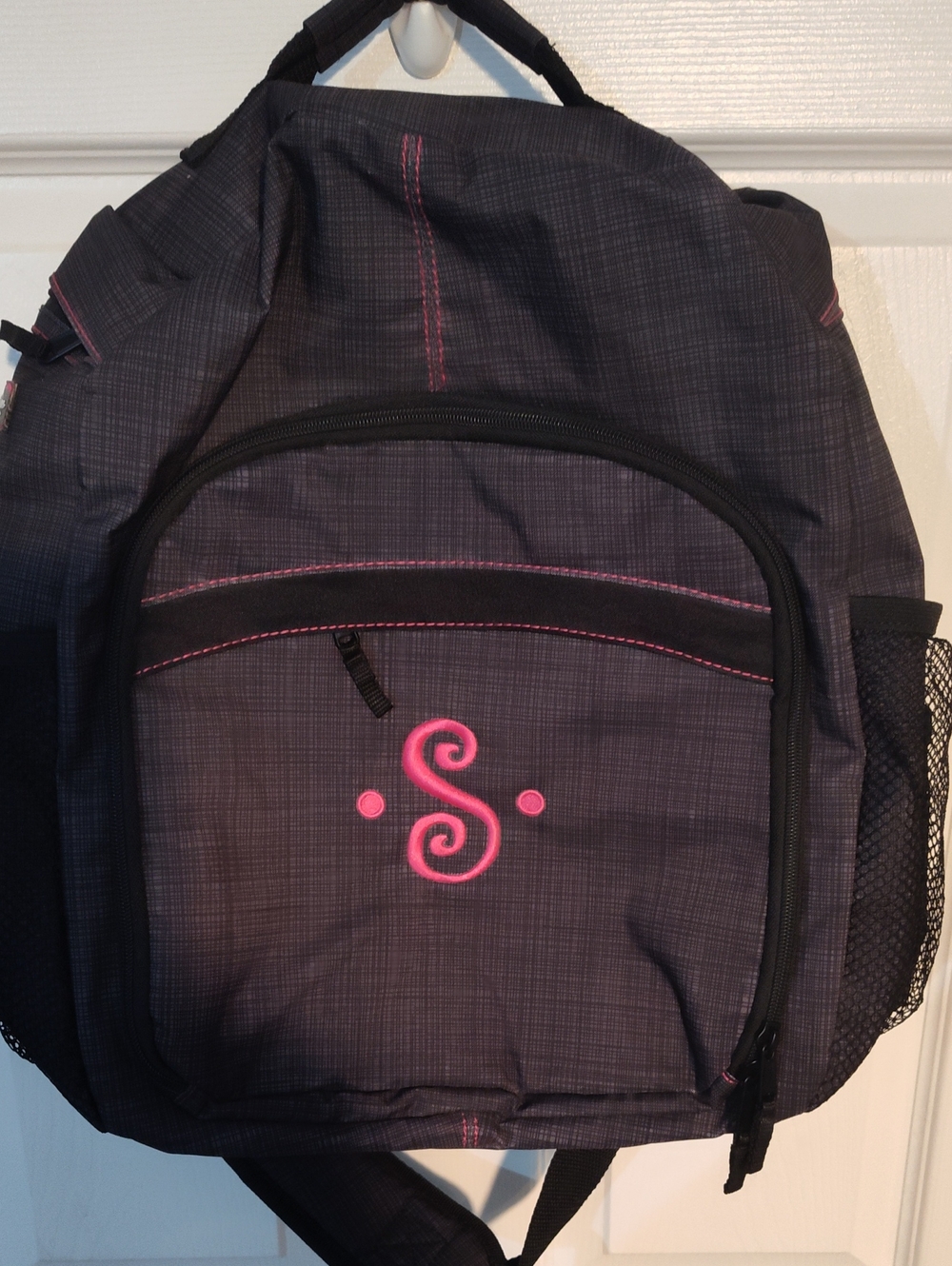 thirty-one Charcoal Backpack with Pink Monogram